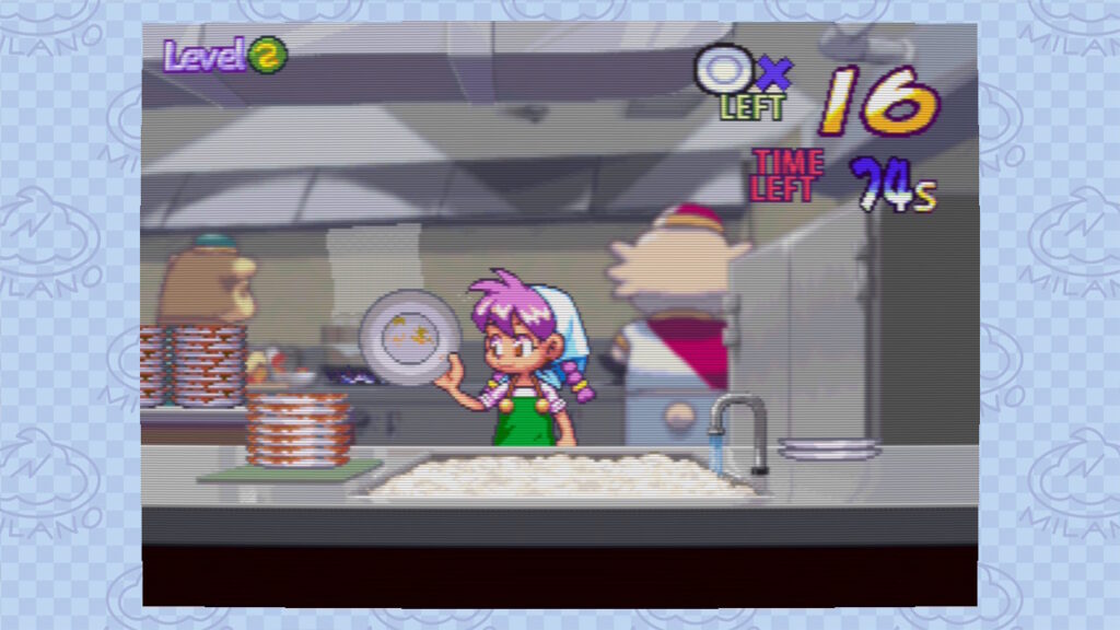 Milano als Tellerwäscherin.