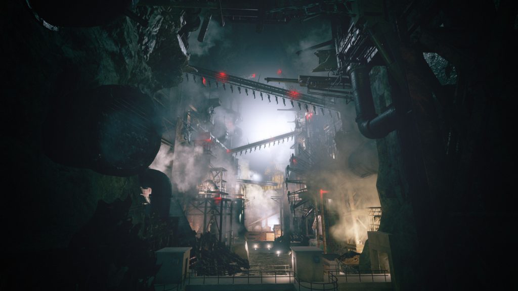 Artwork aus Resident Evil Village. Darstellung aus dem Fabrik-Levelabschnitt