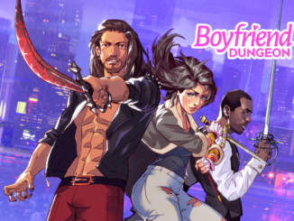 Titelbild zu Boyfriend Dungeon mit Logo rechts oben sowie drei Charakteren darunter.