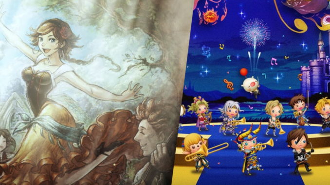 Montage aus Octopath Traveler II und Theatrhythm Final Bar für Most Wanted Februar 2023