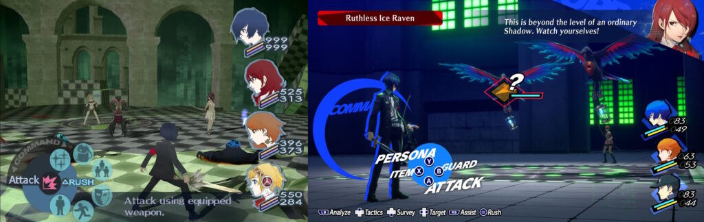 Montage von Persona 3 links und Persona 3 Reload rechts