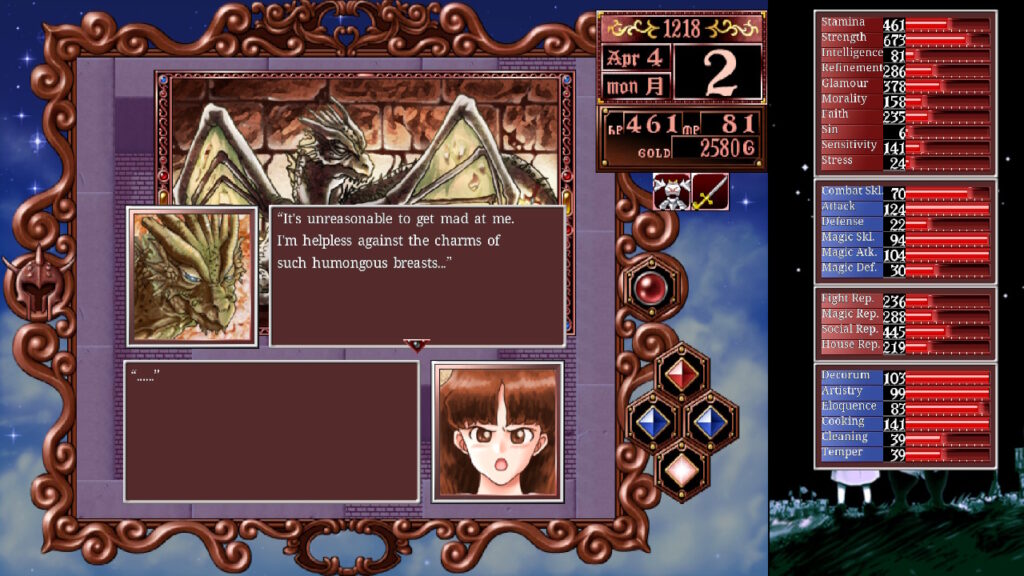 Der alte Drache sagt, er könne nicht anders wegen ihrer Oberweite.