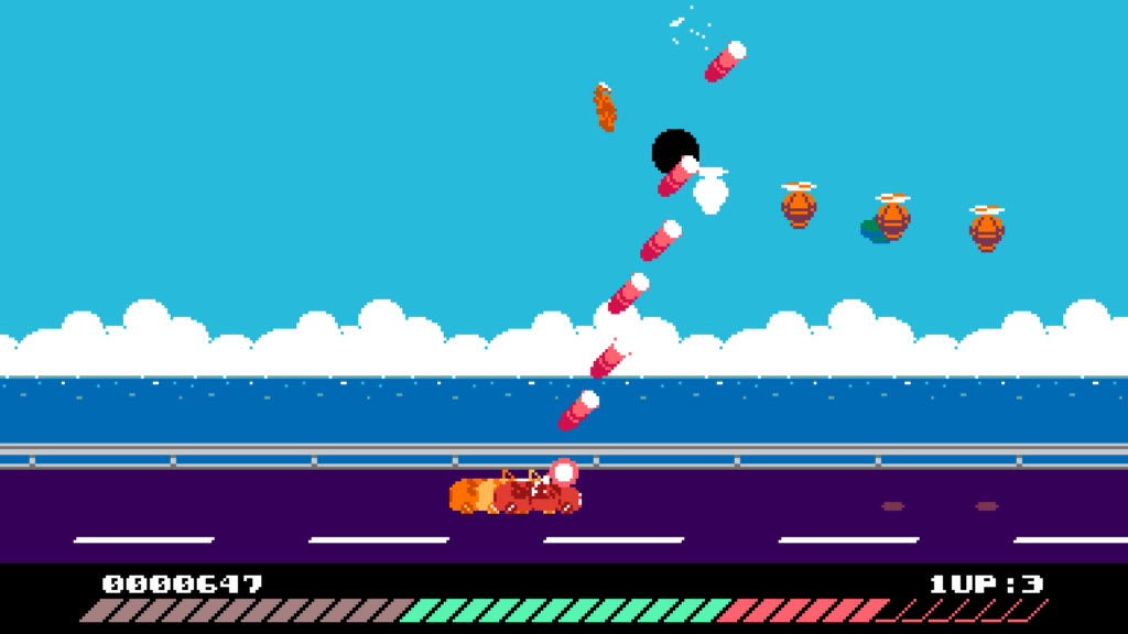 Screenshot von Seaside Drive, einem Ballerspiel mit Auto
