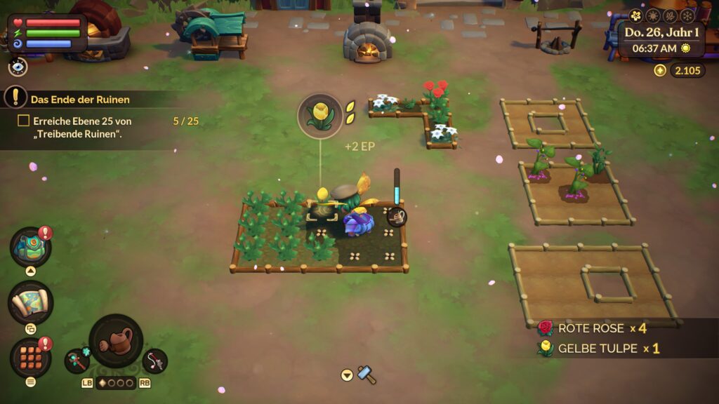 Meine Farm, halb abgeerntet.