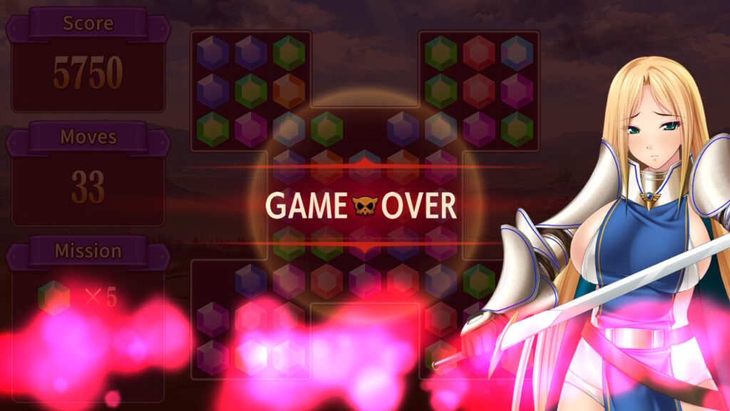 Game Over. Das Mädchen ist nicht sehr glücklich.
