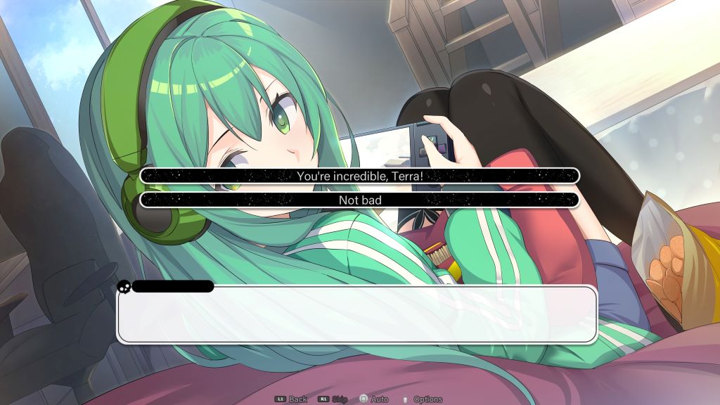 Ich kann "You're incredible, Terra!" oder "Not bad" antworten.