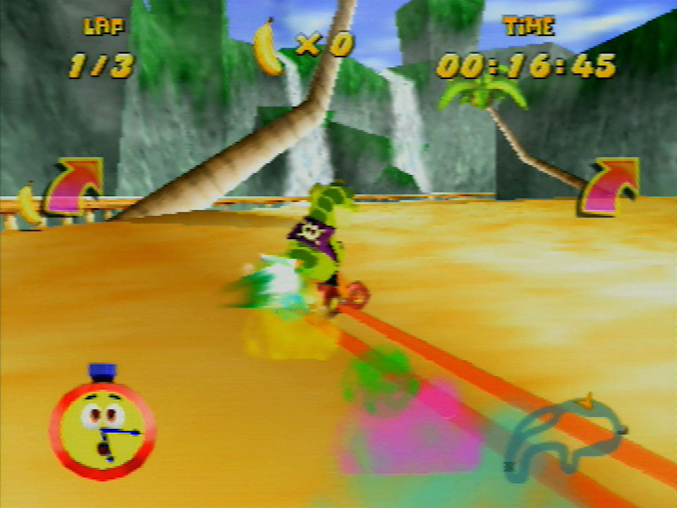 Krunk uses green Boost in Diddy Kong Racing
