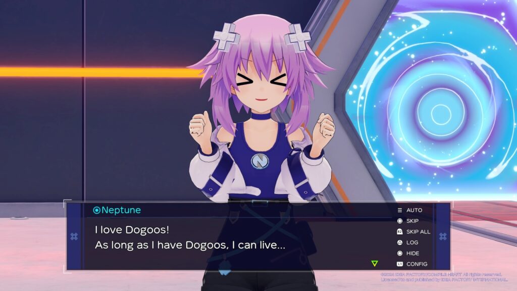 Neptune sagt, sie könne leben, solange sie Dogoos hat.