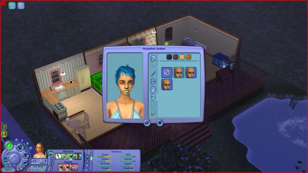 Eine kurzhaarige blaue Frisur in Sims 2.