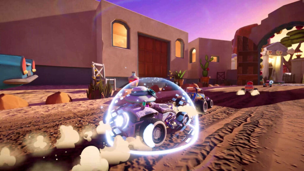 A Hot Rod Mayhem Driver uses the shield item