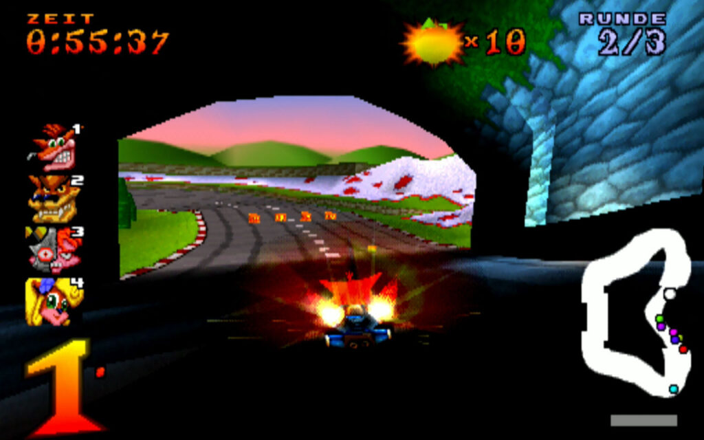 Crash mit Boost im Tunnel in Coco Park