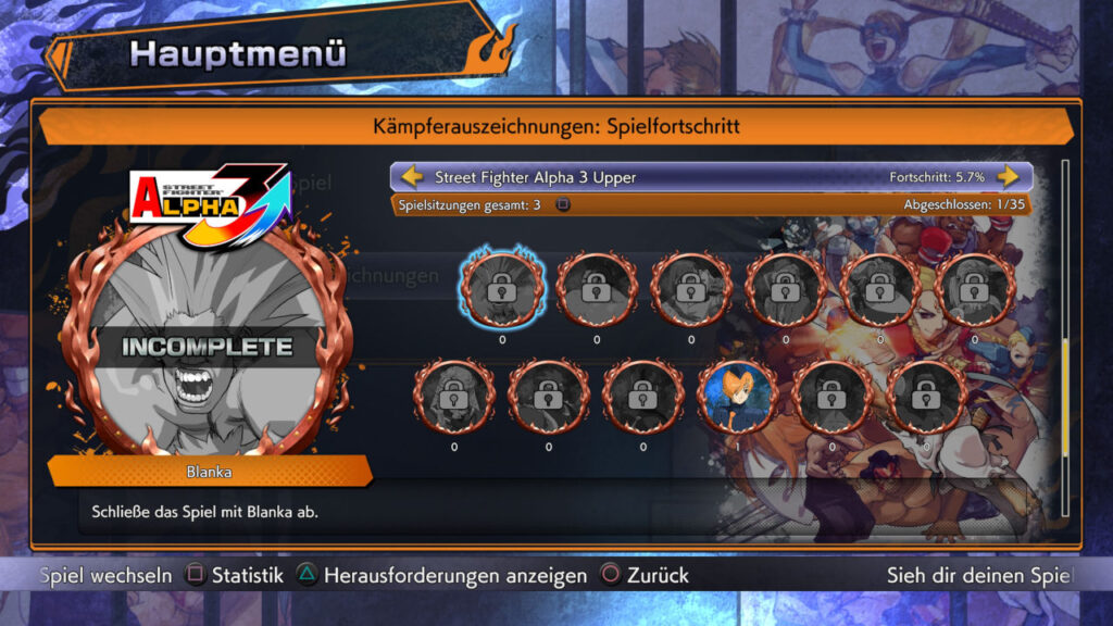Spielfortschritt von Street Fighter Alpha 3 Upper