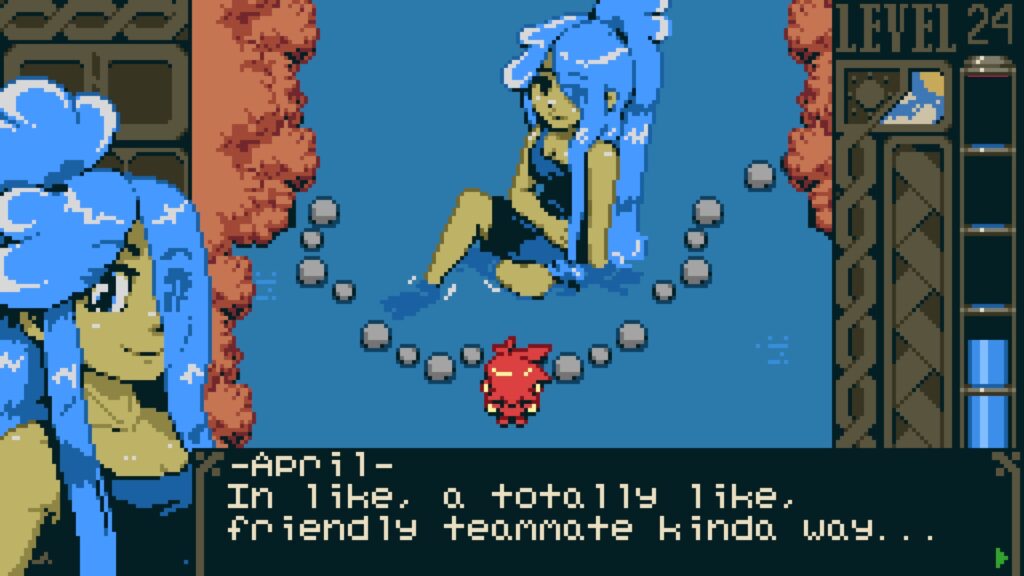 April: "In like, a totally like, friendly teammate kinda way ..."