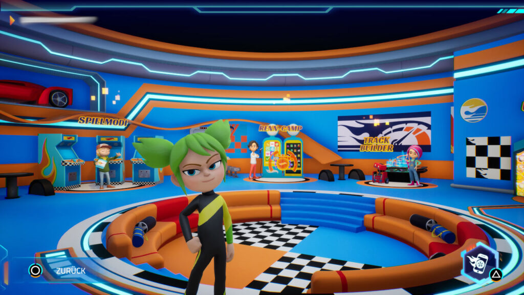 Cruise im Hauptmenü-Raum von Hot Wheels Let's Race: Ultimate Speed