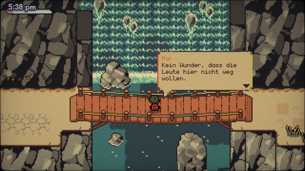 Screenshot Fading Serenades: Callum blickt auf einen Wasserfall und sagt: "Kein Wunder, dass die Leute hier nicht weg wollen."