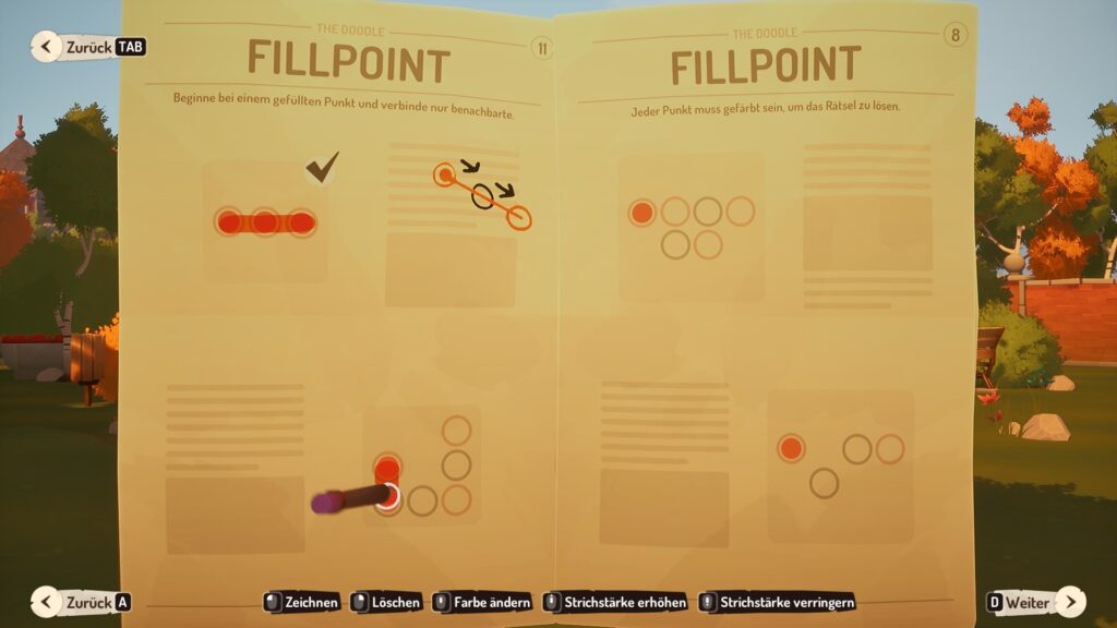 Rätsel mit Linien und Punkten.