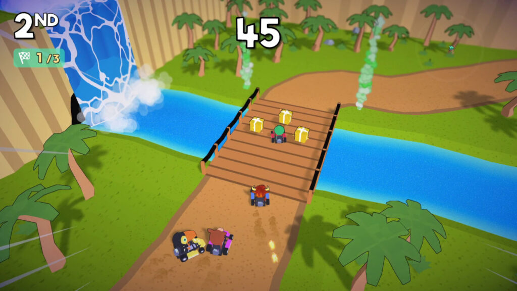 Ein Check-Point im Rennen hinter einer Brücke in Go Kart Island