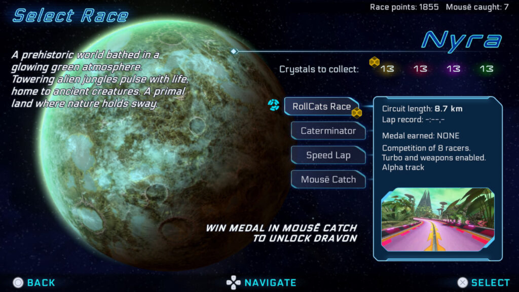 Planet Nyra Renn-Auswahl in der Kampagne