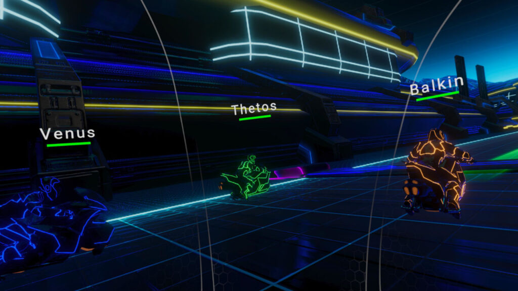 Starterfeld in Neon Optik im Modus Neon Runner von V-Racer Hoverbike