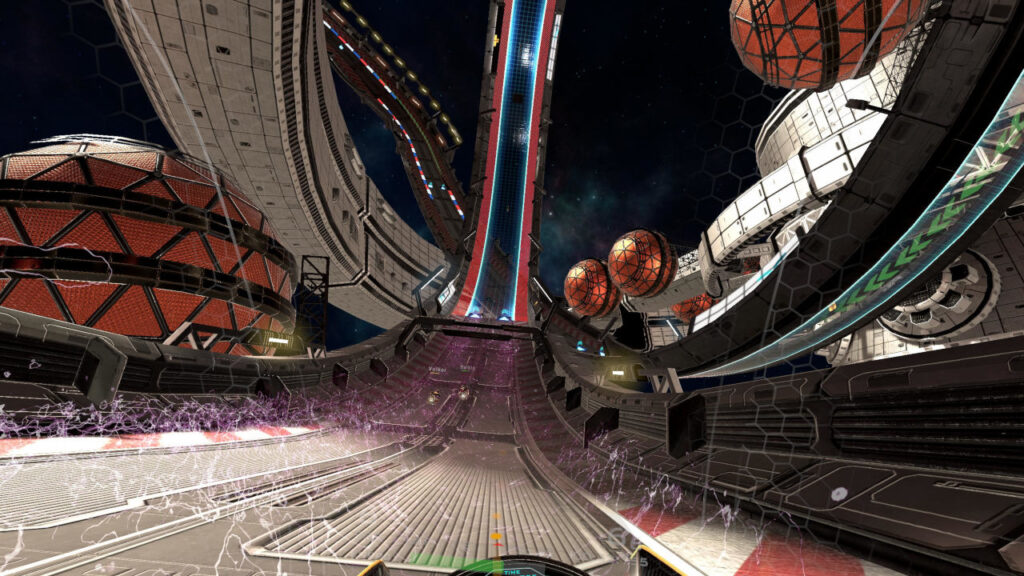 Ein annahender Looping in einer Weltraumstrecke