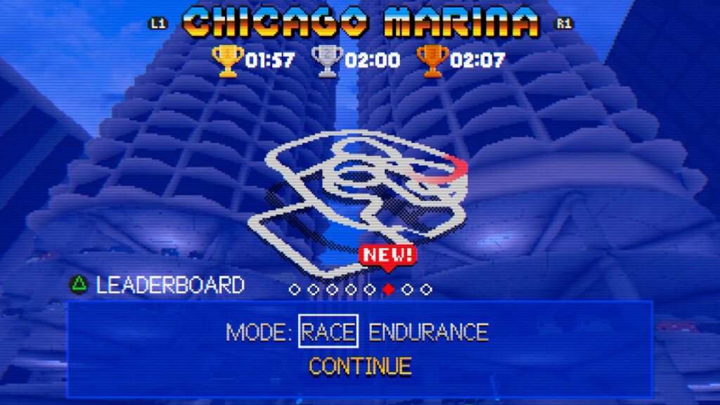 Die Streckenauswahl in Parking Garage Rally Circuit DX