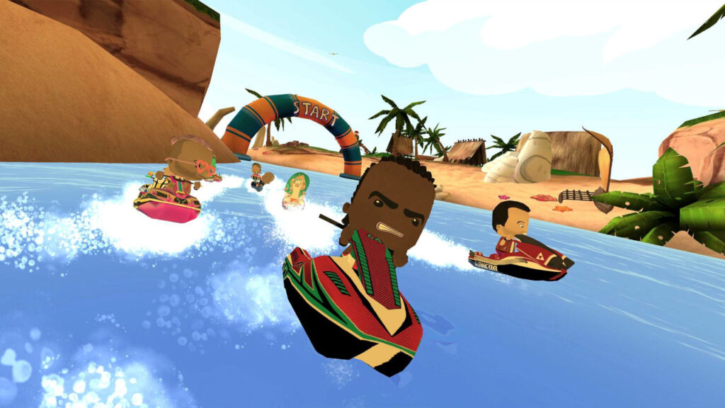 Frontansicht von Fahrern auf der Strand Strecke in Smoots Crazy Wave