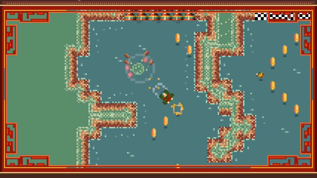 Erste Welt von Direction Quad. Einzige Hindernisse sind Wände. Links bewegt sich Quad, rechts ist auf der anderen Seite einer Wand das Ende des Levels.