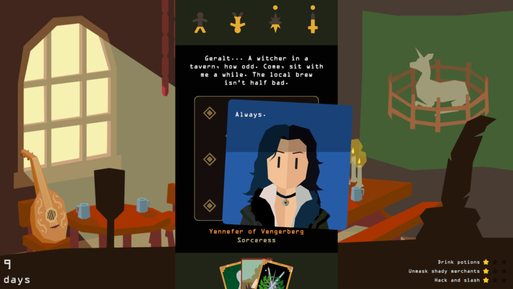 Screenshot aus dem Spiel "Reigns: The Witcher"