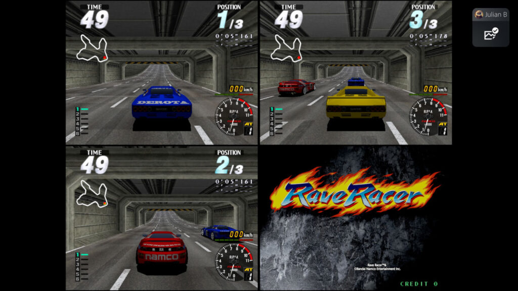 3-Spieler Splitscreen in Arcade Archives 2 Rave Racer
