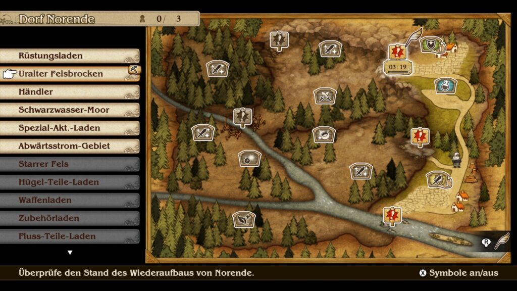 Screenshot Bravely Default: Stadt Norende im Aufbau