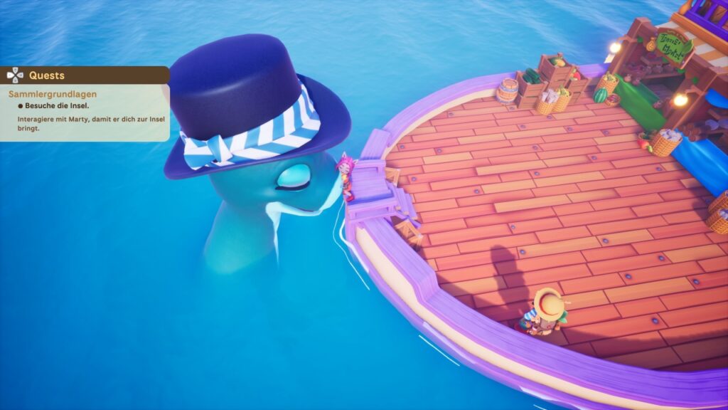 Spielfigur mit Katzenohren umarmt die große Nase des Mythenmatz'.