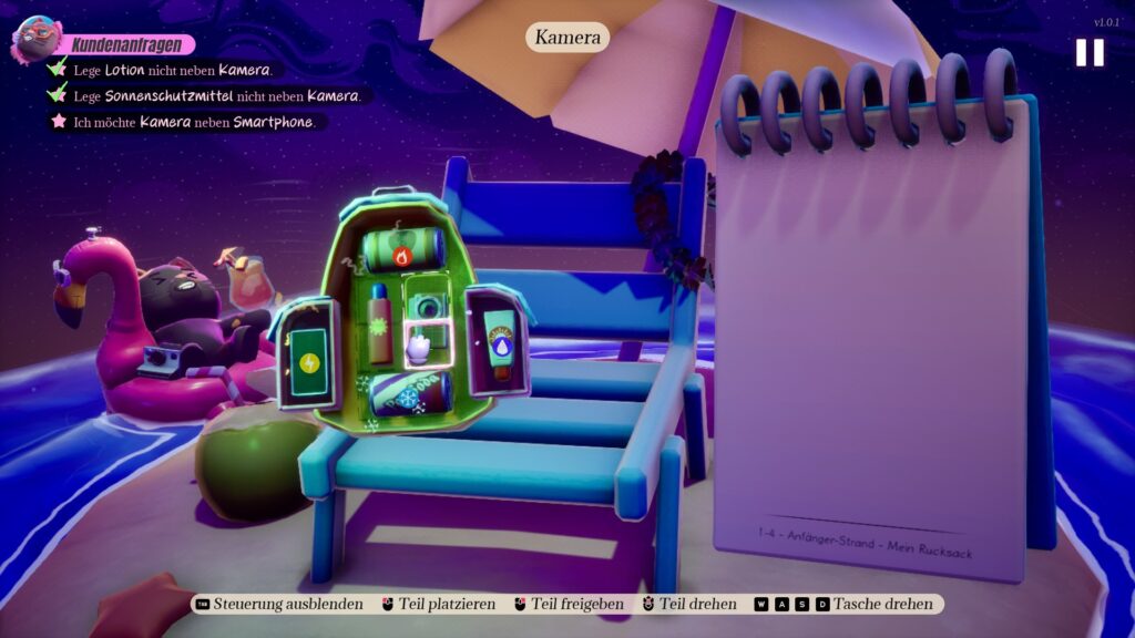 Ein gepackter Rucksack in Pakinpaks.