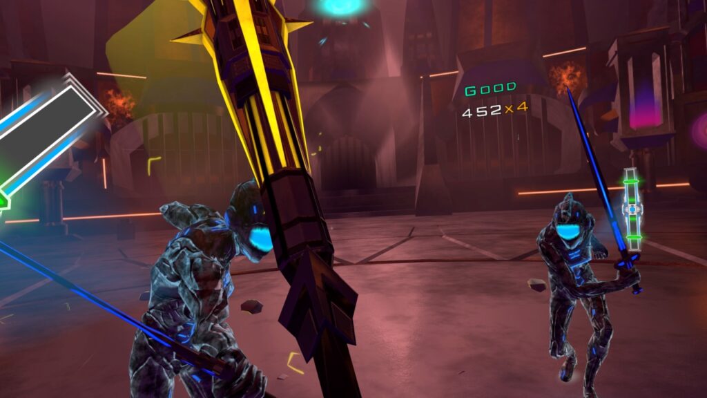 Zwei Gegner nähern sich und verlangen eine Block-Bewegung.