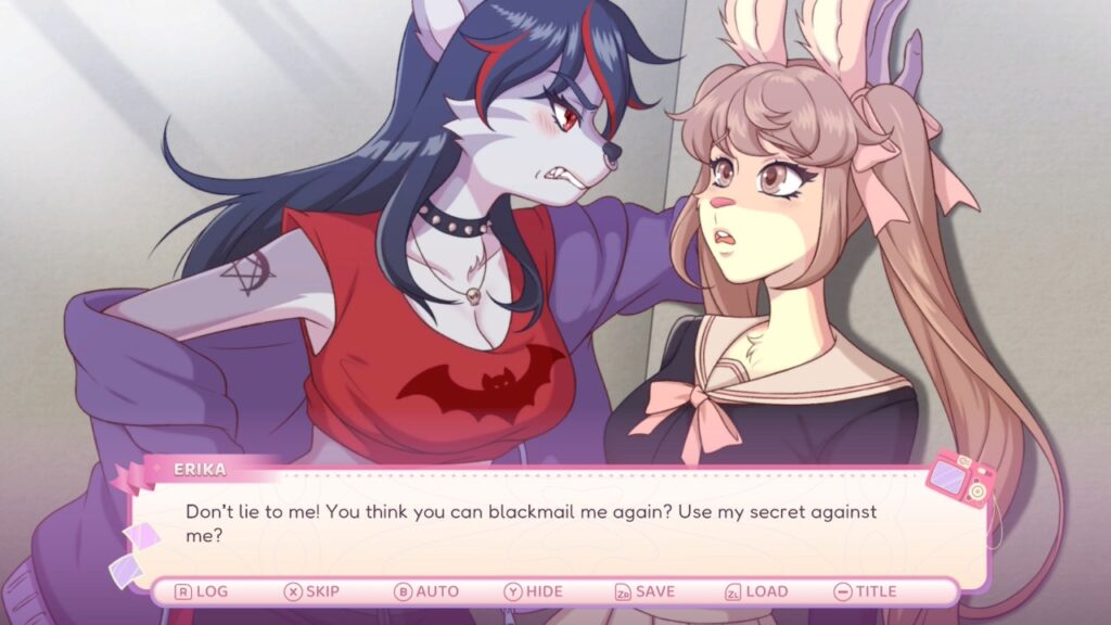 CGI von Erica, die Bianca gegen die Wand drängt. Erika: "Don't lie to me! You think you can blackmail me again? Use my secret against me?"