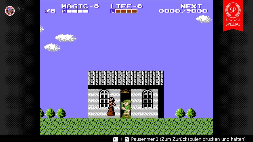 Die Heilerin führt die Animation für das Betreten des Hauses durch, aber neben der Tür, weshalb es so aussieht, als würde sie in der Luft laufen und Richtung Fenster gehen.