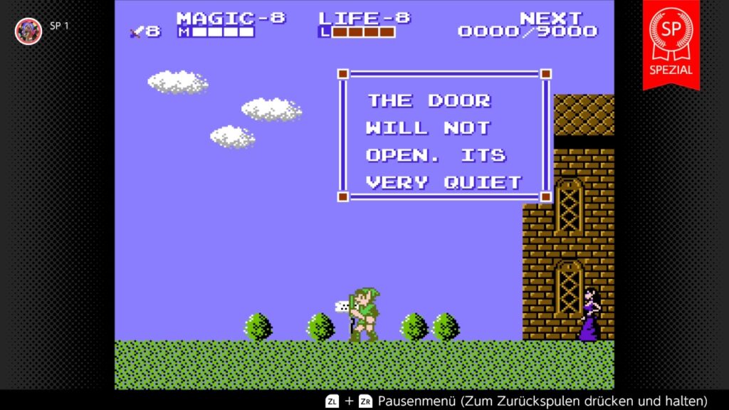 Schild: "THE DOOR WILL NOT OPEN. ITS VERY QUIET"