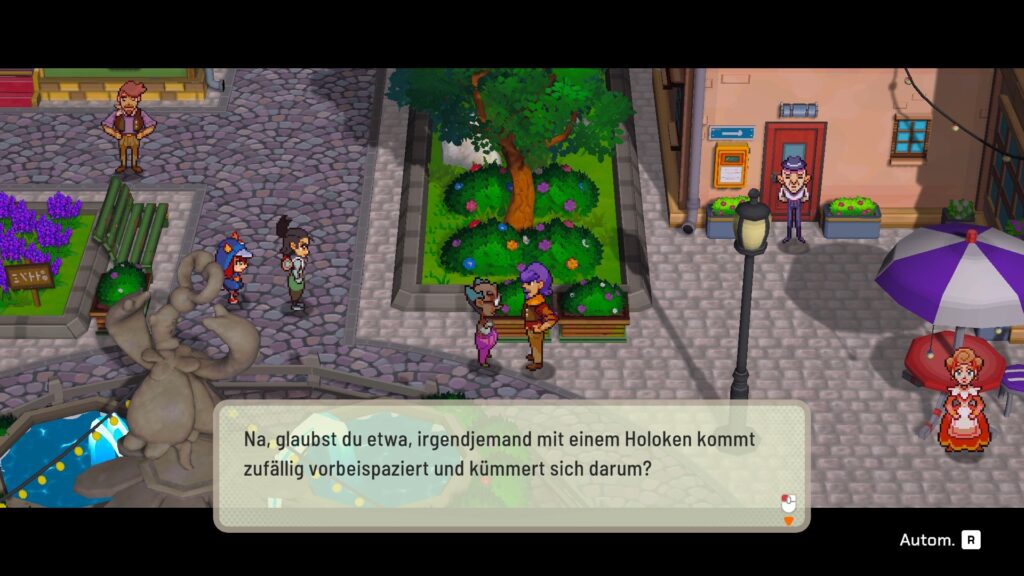 NPC: "Na, glaubst du etwa, irgendjemand mit einem Holoken kommt zufällig vorbeispaziert und kümmert sich darum?"