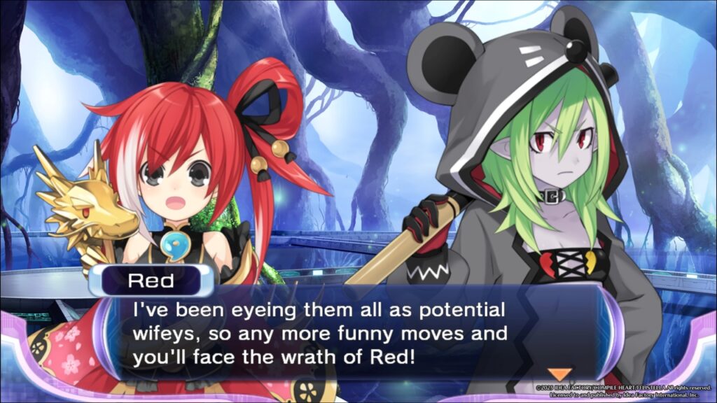 Red: "I've been eyeing them all as potential wifeys, so any more funny moves and you'll face the wrath of Red!"