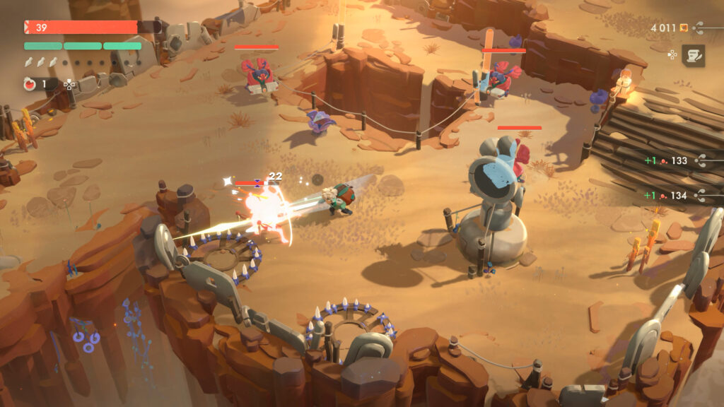 Screenshot zu Moonlighter 2. Die Szene zeigt das Kampfgeschehen.