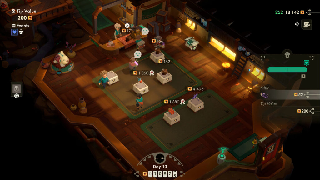 Screenshot zu Moonlighter 2. Die Szene zeigt den Shop der Spielfigur.