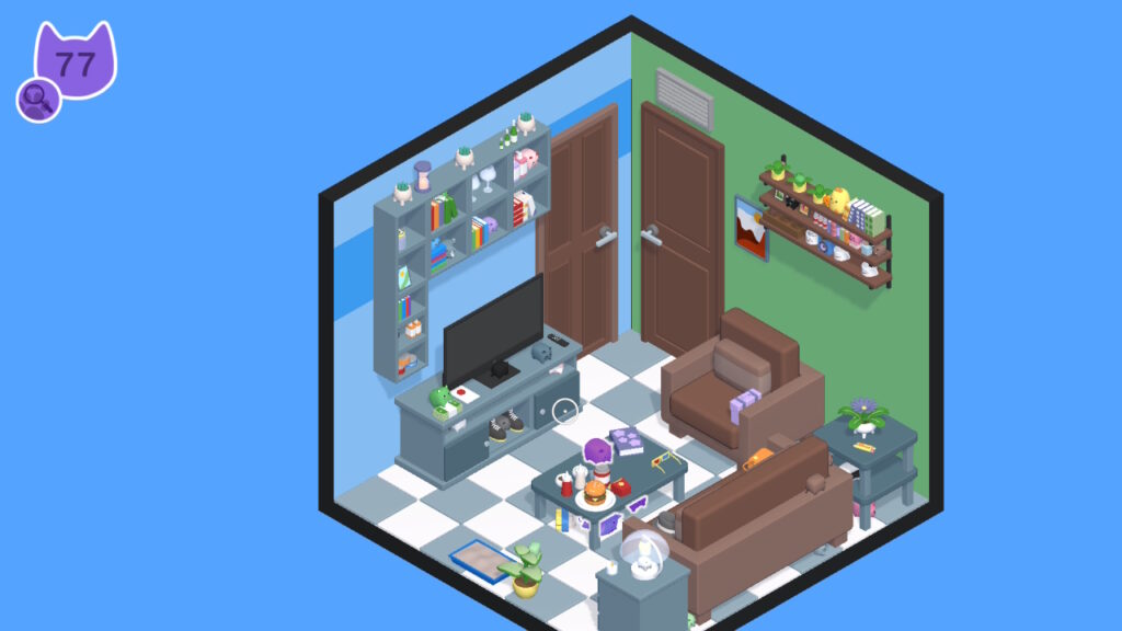 Ein Wohnzimmer mit zwei Türen in Secret Paws - Cozy Apartments.