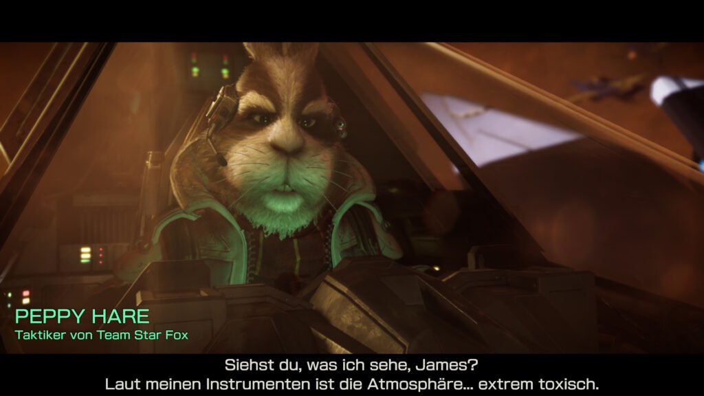 Peppy: "Siehst du, was ich sehe, James? Laut meinen Instrumenten ist die Atmosphäre ... extrem toxisch."