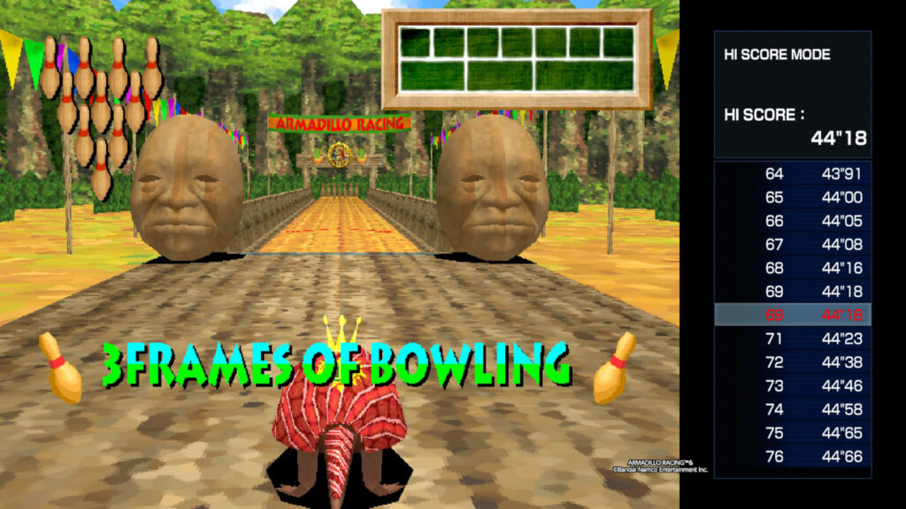 Eine Runde Bowling am Ende des Hi Score Modus
