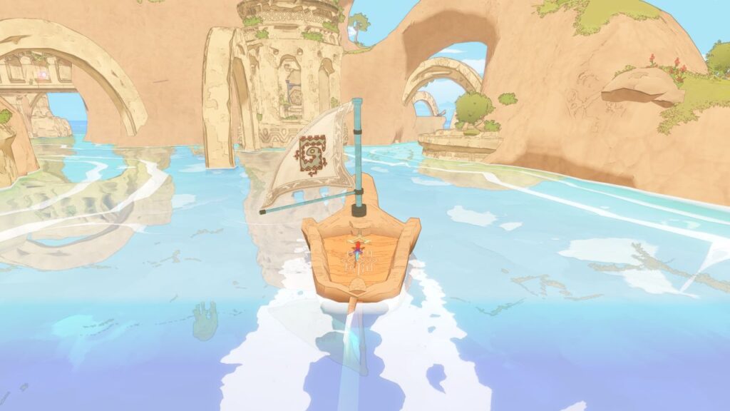 Screenshot von Gecko Gods - ein Gecko sitzt in einem kleinen Segelboot