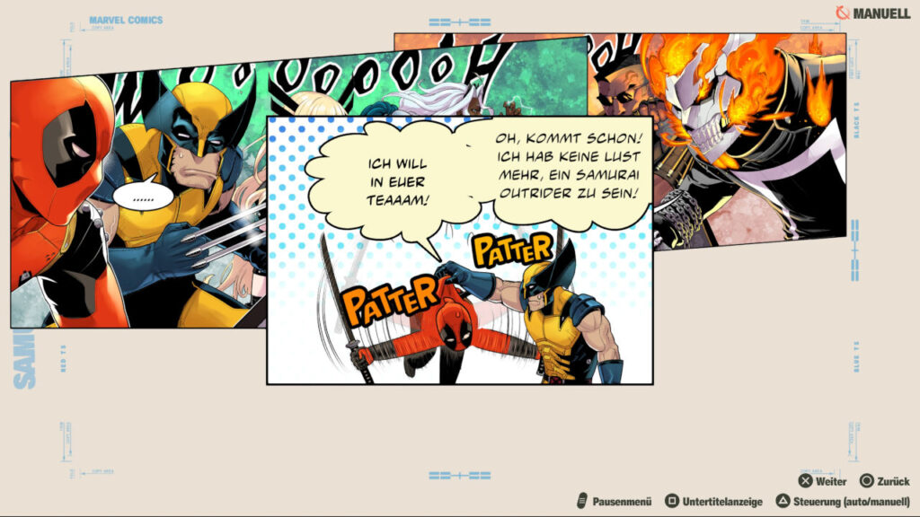 Eine Szene aus der Story, bei der Deadpool das Team wechseln will