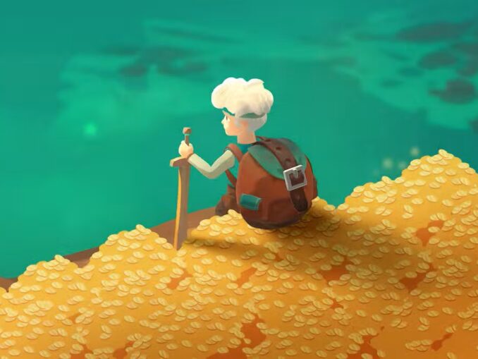 Moonlighter 2 - Will sitzt am Rande eines Berges aus Goldmünzen