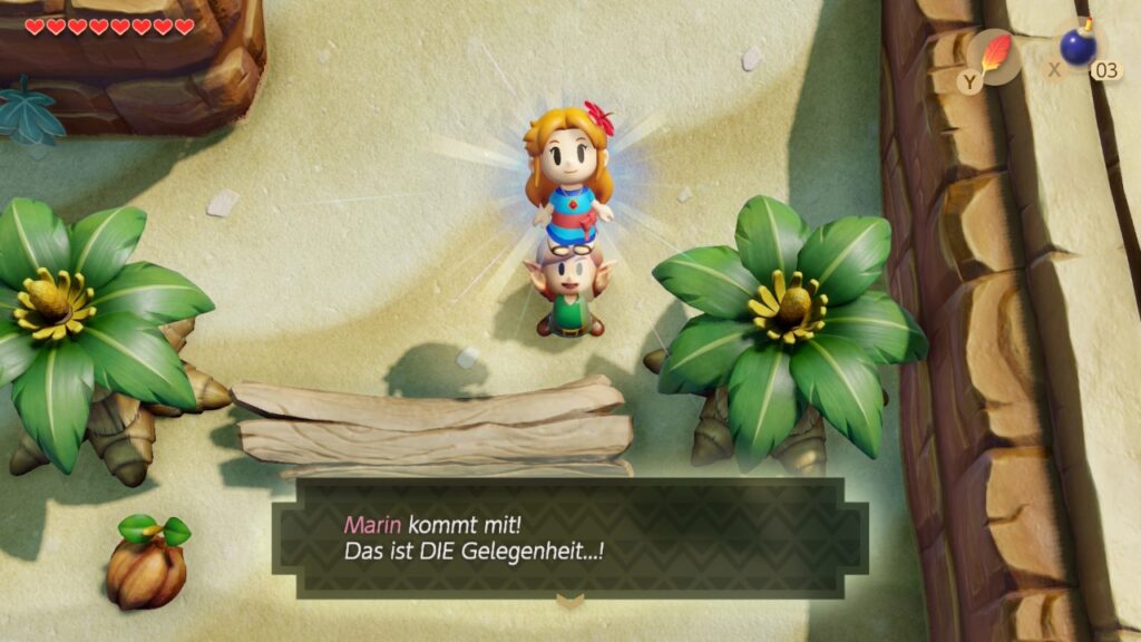 Link hält Marin wie ein Item über den Kopf. "Marin kommt mit! Das ist DIE Gelegenheit...!"