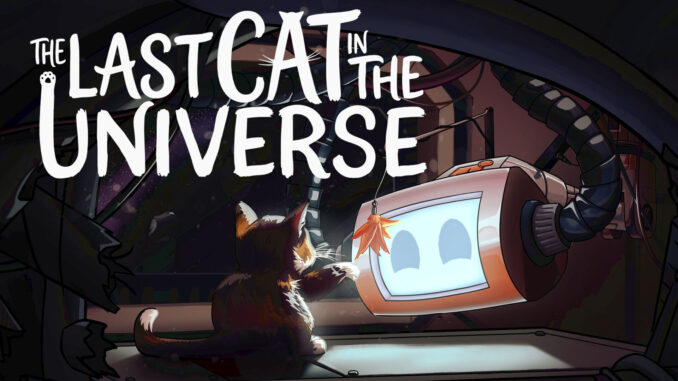 Artwork The Last Cat in the Universe mit Katze, die vor einem Bildschirm mit zwei Augen sitzt und von ihm beleuchtet wird.