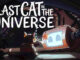 Artwork The Last Cat in the Universe mit Katze, die vor einem Bildschirm mit zwei Augen sitzt und von ihm beleuchtet wird.